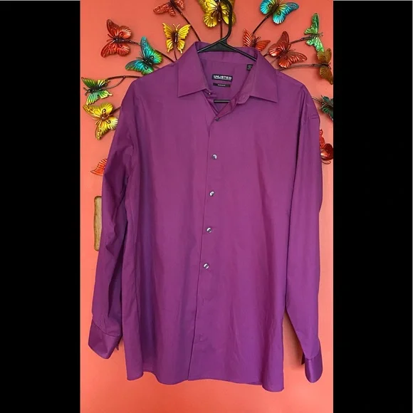 kenneth cole unlisted dress shirts Kenneth Cole Unlisted Mens Dress Shirt Big and Tall Solid 22 Neck 34-35  Sleeve Medium Blue